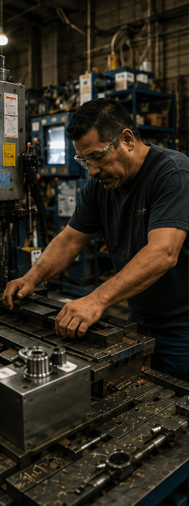 Manufacturing operator working at an industrial machine