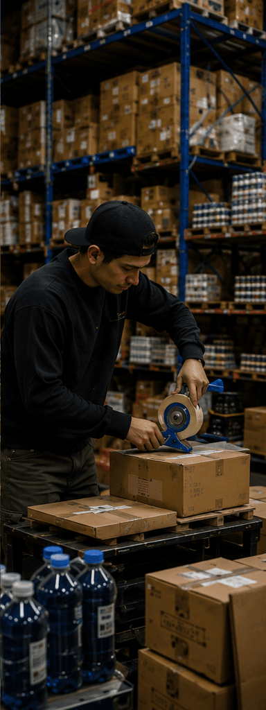 Warehouse operator preparing a shipment